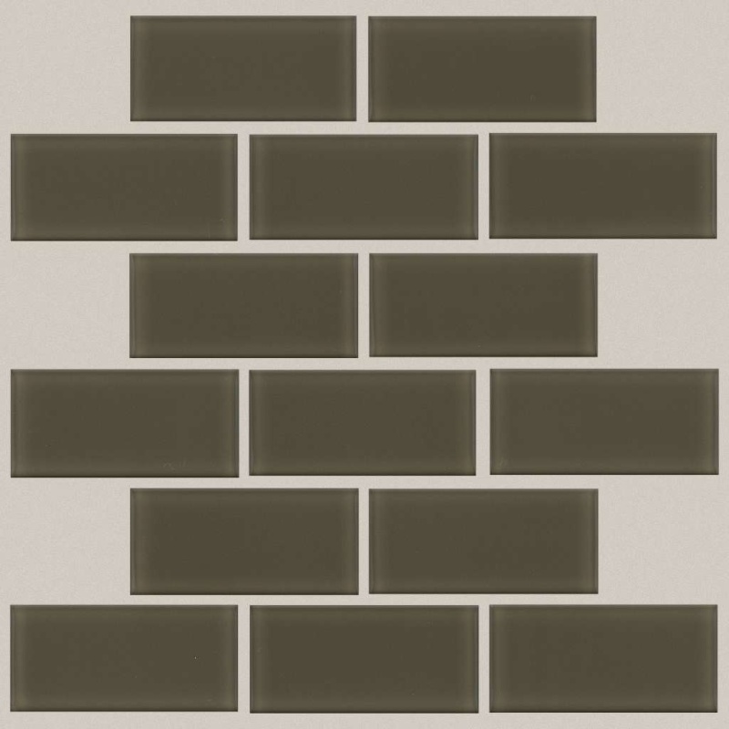 Ascendant Sage Glass Mosaic - 2" X 4" Brick - Glossy