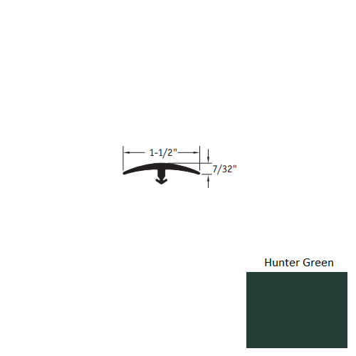 Johnsonite Hunter Green Vinyl Moulding / Trim - 1 1/2" X 12 Ft (144") X 1/4" & 5/16" T Molding - T Molding