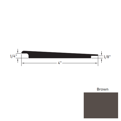 Johnsonite Brown Vinyl Moulding / Trim - 4" X 12 Ft (144") X 1/4" - 1/8" Wheeled Traffic Transition - Wheeled Traffic Transition