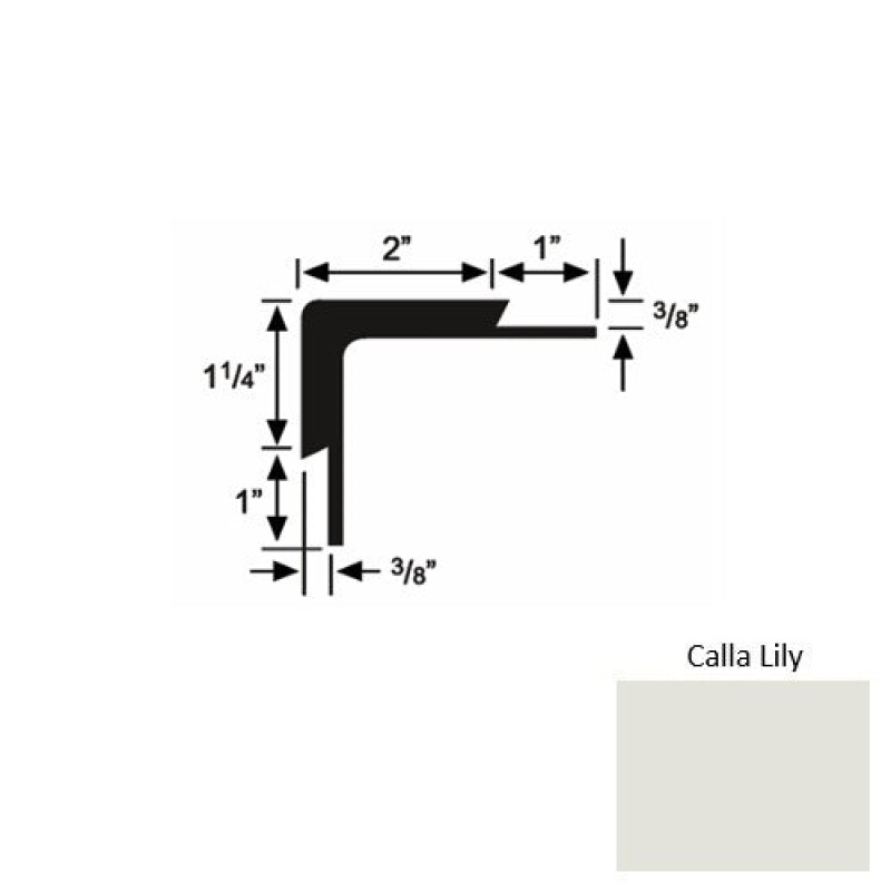 Solid 15 Calla Lily Rubber Double Flange Carpet Stair Nosing (Sq) - 2" X 9 Ft (108")
