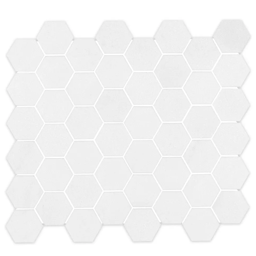 Cubist Thassos Marble Mosaic - 2" Hexagon - Honed