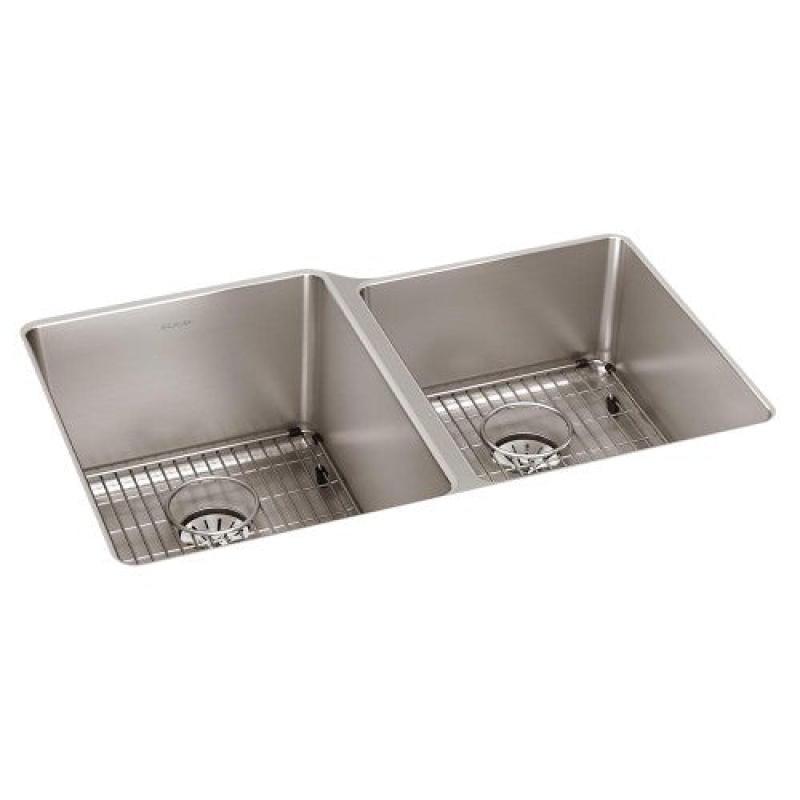 Eluhh3120rtpdbg Lustertone Iconix Stainless Steel Undermount Double Bowl Workstation Kitchen Sink - 31 1/4" X 20 1/2" X 9" - Stainless Steel