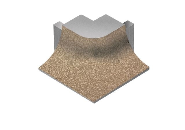 Dilex Ahka 90 Degree Outside Corner Metal Tile Edging Trim - Beige Textured Color Coated Aluminum - 9/16" X 1"