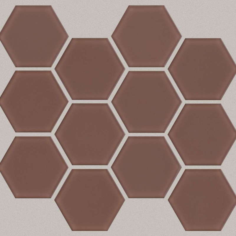 Ascendant Timeworn Terrac Glass Mosaic - 3" Hexagon - Glossy