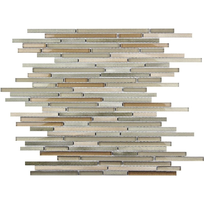 Cascades Ash Glass & Metal Mosaic - Linear - Glossy & Matte