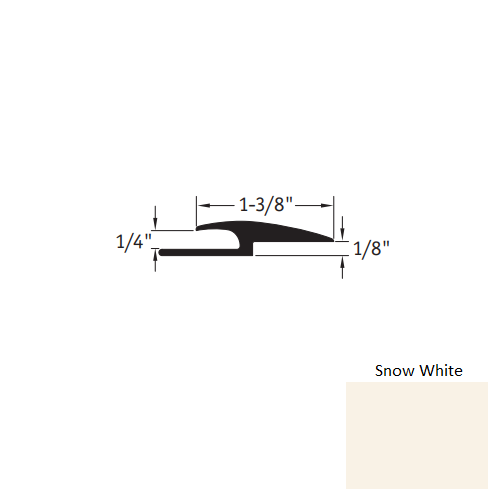 Johnsonite Snow White Vinyl Moulding / Trim - 1 3/8" X 12 Ft (144") X 1/4" - 1/8" Adaptor - Adaptor