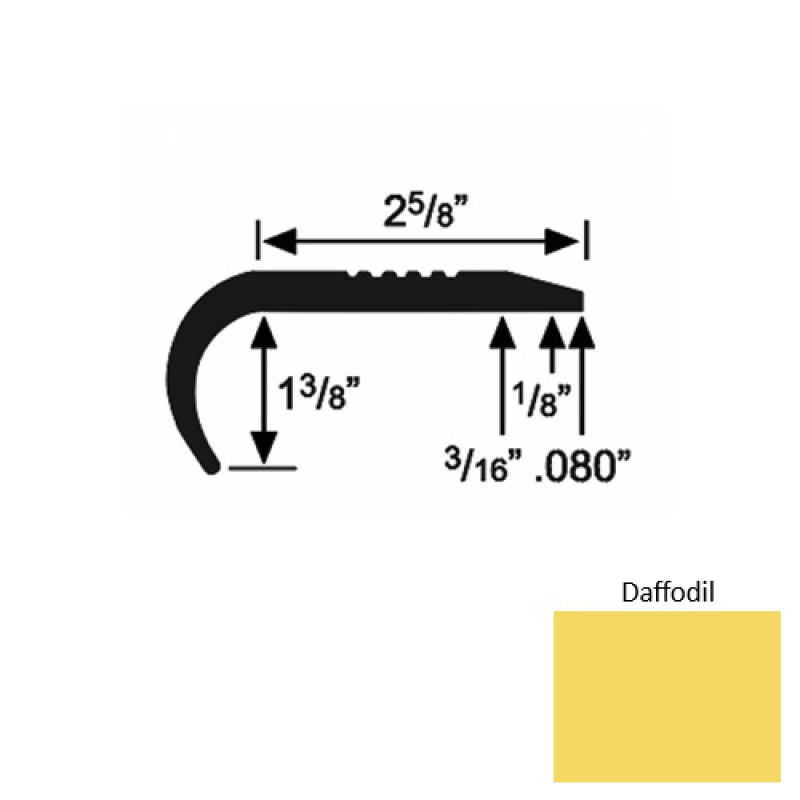 Solid 04 Daffodil Rubber Residential Stair Nosing (Rd) – 2 5/8" x 9 ft (108")