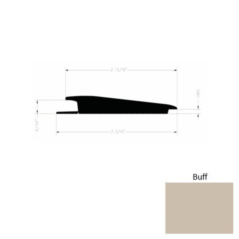 Solid 73 Buff Rubber Rolling Traffic Transition - 3 3/16" X 9 Ft (108") X 1/4" - 0.080"