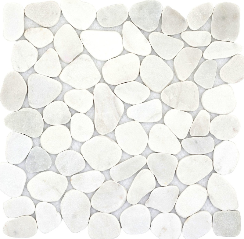 Cultura White Marble Mosaic - Pebble - Honed