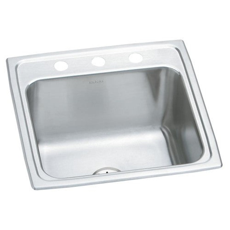 Dlr191910pd3 Lustertone Classic Stainless Steel Drop In Single Bowl Kitchen Sink - 19 1/2" X 19" X 10 1/8" With 3 Holes - Stainless Steel