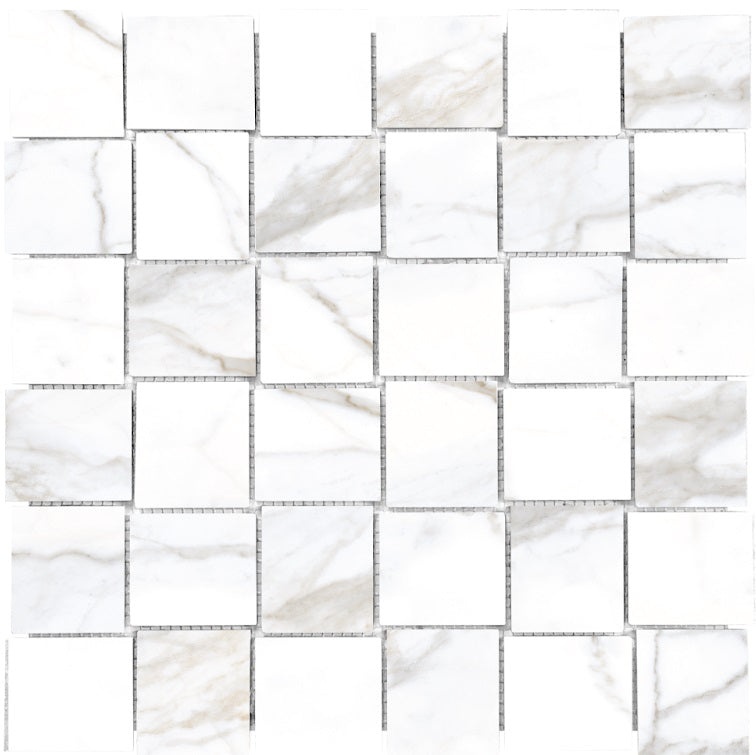 Lucca Calacatta Porcelain Mosaic - Basket Weave