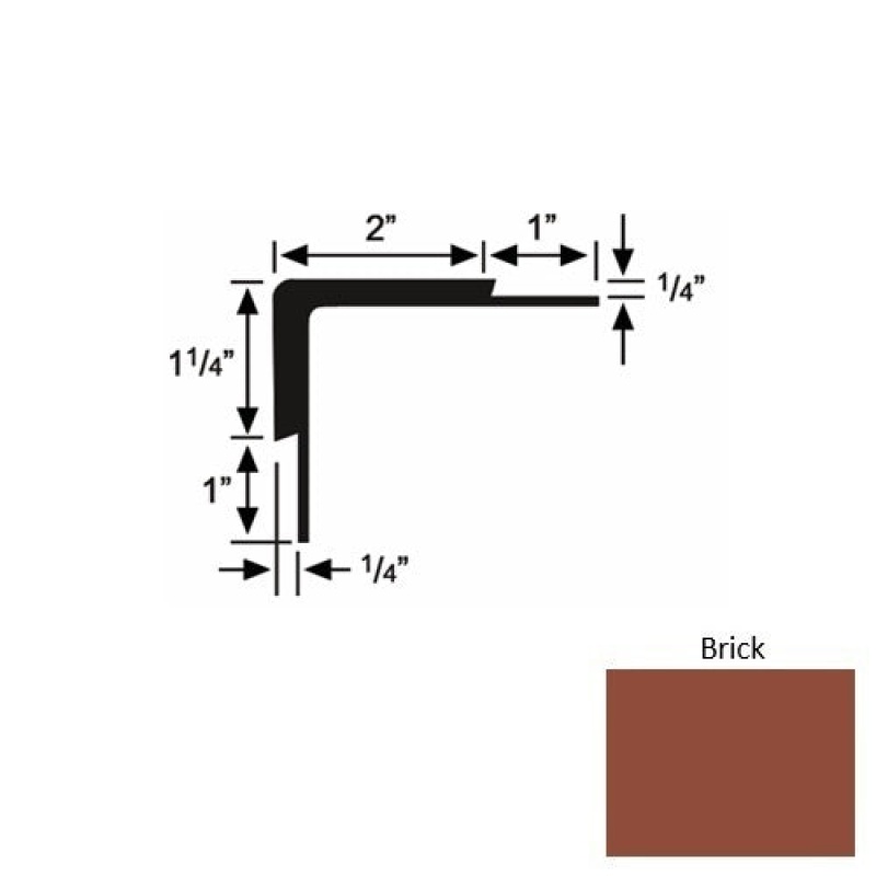 Roppe Solid 16 Brick Rubber Double Flange Carpet Stair Nosing