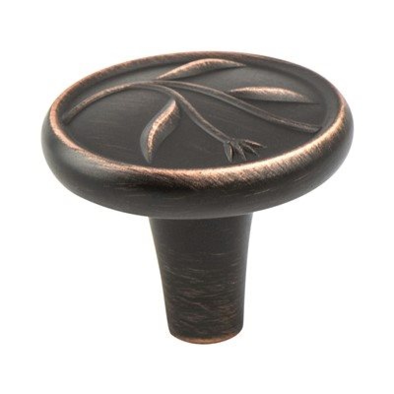 Art Nouveau Zinc Cabinet Knob - Verona Bronze - 1 3/8" Diameter