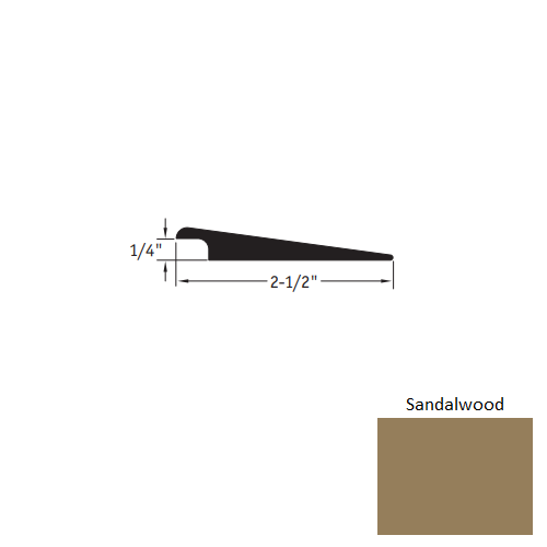 Johnsonite Sandalwood Vinyl Moulding / Trim - 2 1/2" X 12 Ft (144") X 1/4" Wheeled Traffic Transition - Wheeled Traffic Transition