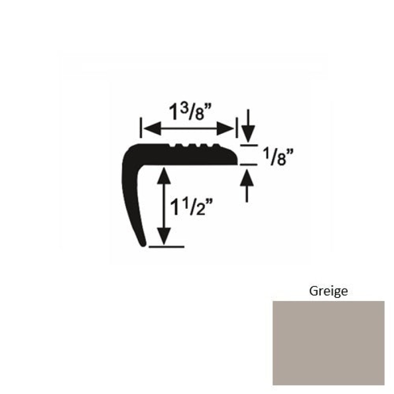 Solid 05 Greige Rubber Domestic Stair Nosing