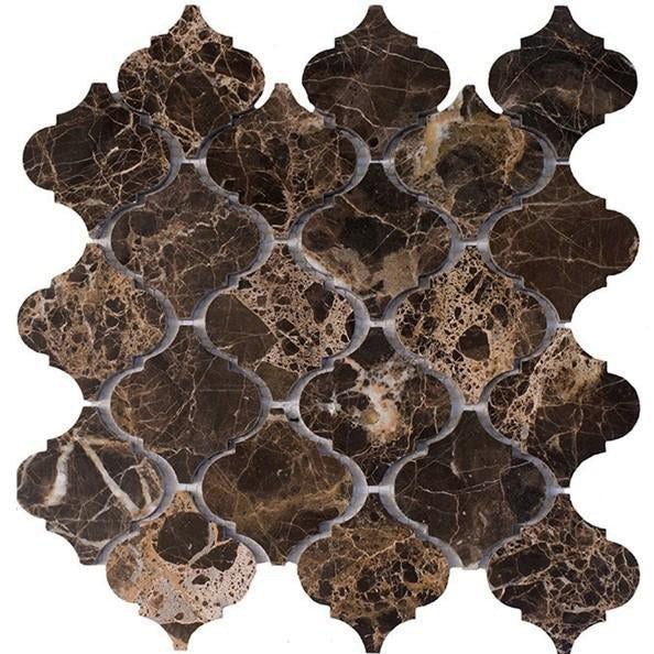 Emperador Dark Marble Mosaic - 3" Arabesque - Polished