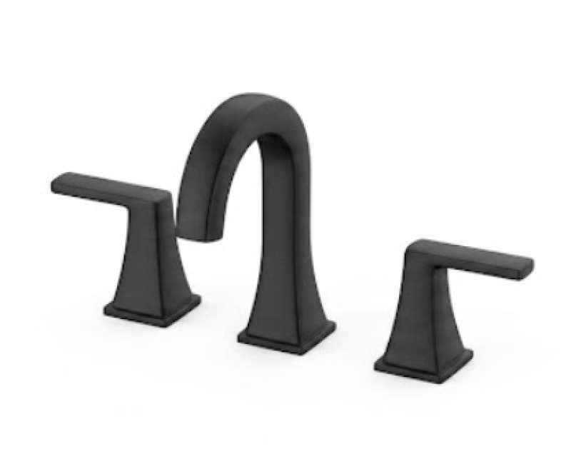 Volga Matte Black Bathroom Faucet - Double Handle / Three Hole - Matte Black