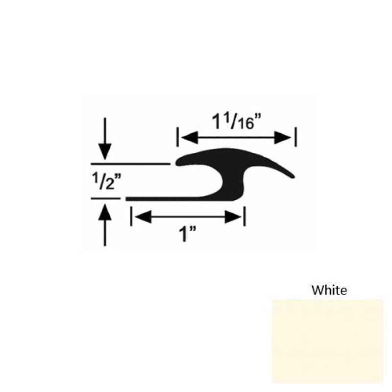 Solid 56 White Rubber Tile / Carpet Joiner