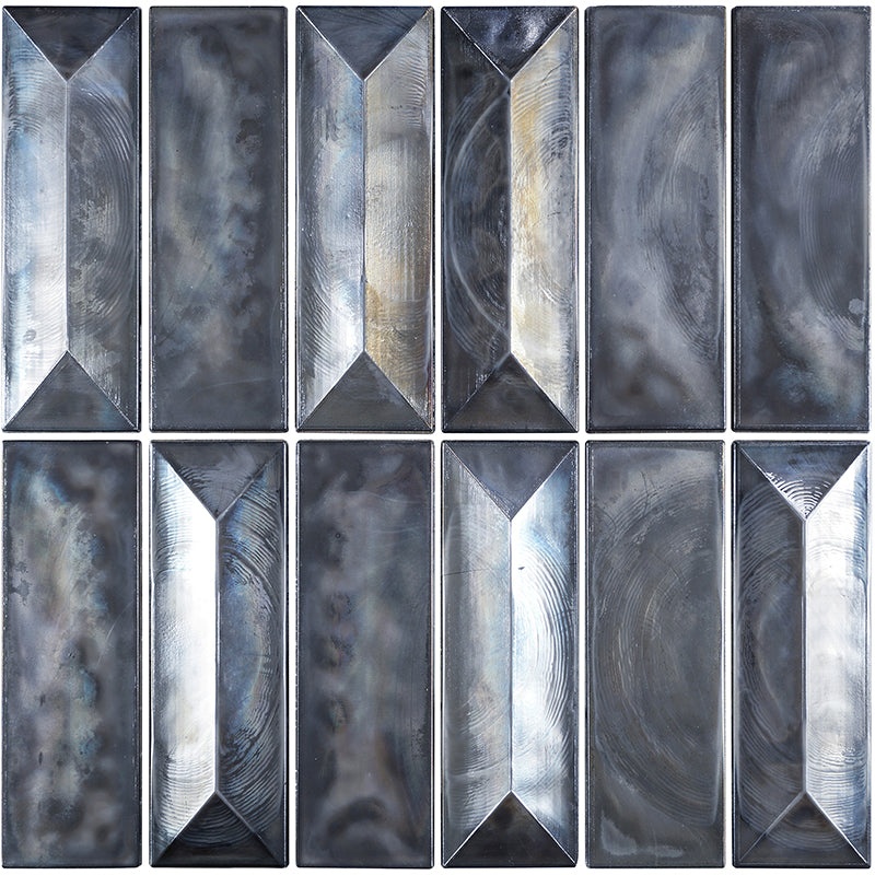 Allure Grey Glass Mosaic - 1.87" x 5.81" Glossy