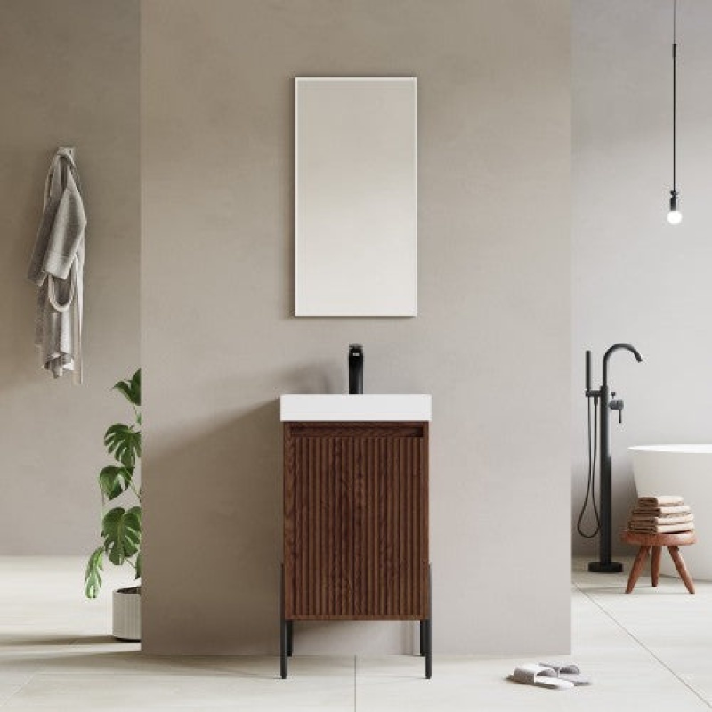 002 Series Walnut Bathroom Vanity with Resin Top