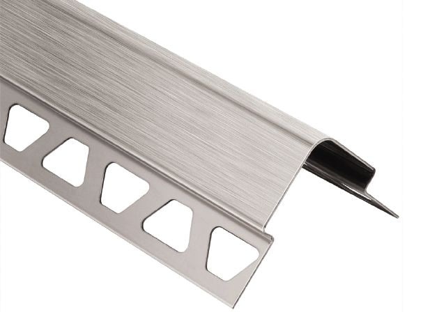 Eck E Metal Corner Tile Edging Trim - Brushed Stainless Steel