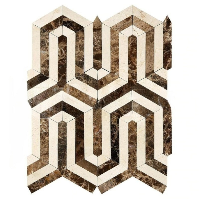 Crema Marfil Marble Mosaic - Berlinetta Design With Emperador Dark
