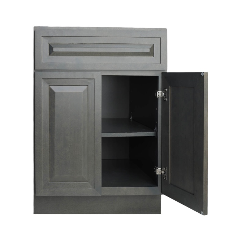 Ash Gray Wood Kitchen Base Cabinet