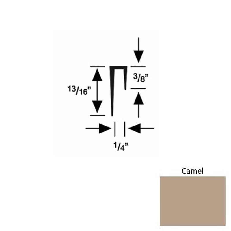 Solid 47 Camel Rubber Cove Cap Square - 1/4" X 9 Ft (108")