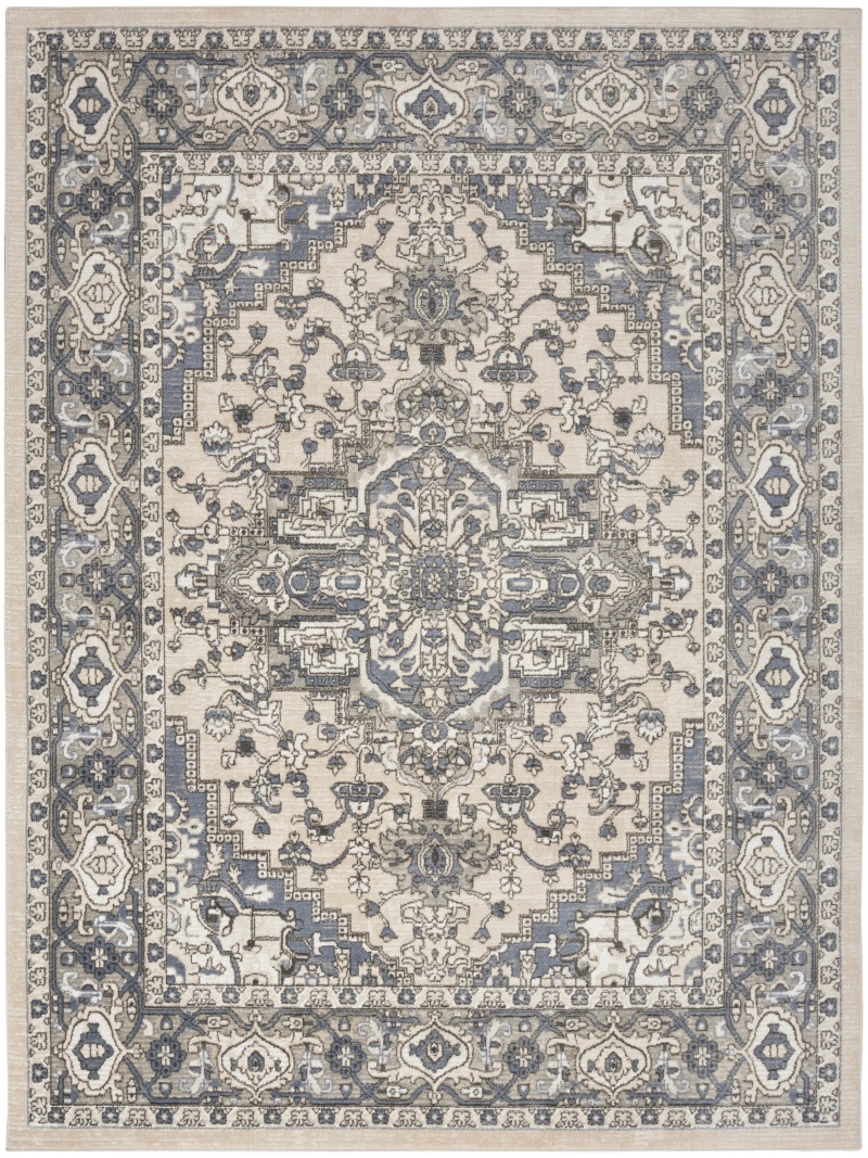 Quarry Qua05 Ivory Blue Polypropylene Vintage Area Rug