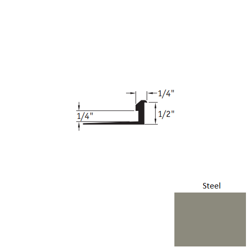 Johnsonite Steel Vinyl Moulding / Trim - 1/4" X 12 Ft (144") X 1/4" - 1/2" Slim Line Transition - Slim Line Transition