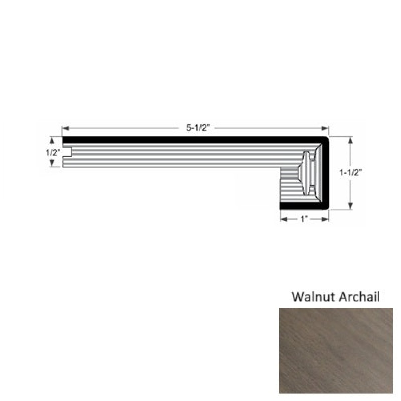 Provence Iii Walnut Archail Hardwood Moulding / Trim - 5 1/2" X 75" Engineered Square Stair Nose - Urethane