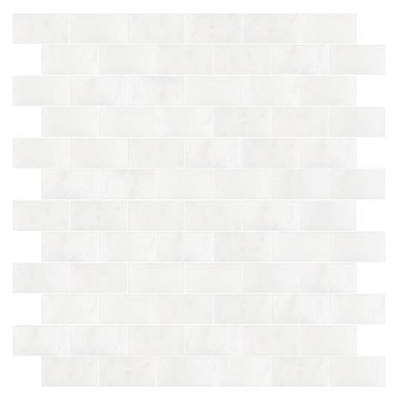 Afyon White Marble Mosaic - 1" X 2" Brick - Polished