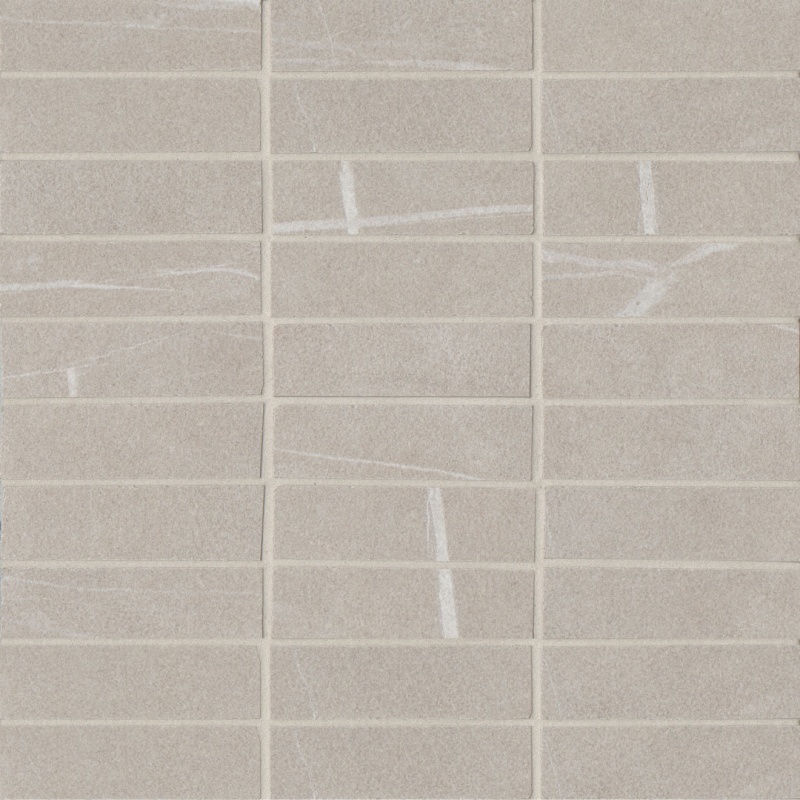 Nomade Bone Porcelain Mosaic - 1" X 4" Stacked - Matte