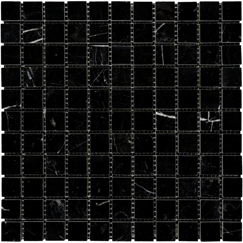 Nero Marquina Marble Mosaic 1" x 1"