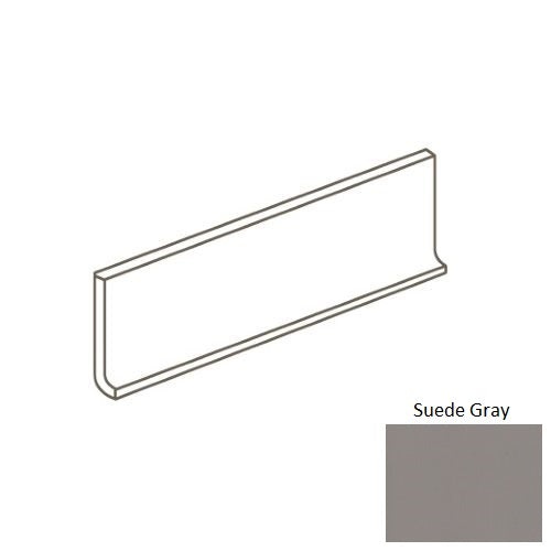 Color Wheel Linear Suede Gray Ceramic Wall Trim - 4 1/4" X 12 7/8" Flat Top Cove Base