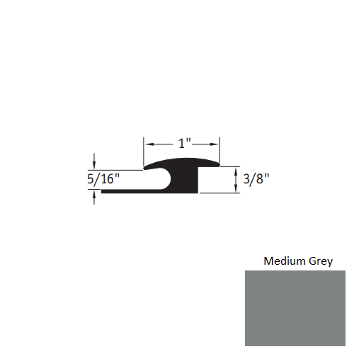 Johnsonite Medium Grey Vinyl Moulding / Trim - 1" X 12 Ft (144") X 5/16" - 3/8" Adaptor - Adaptor