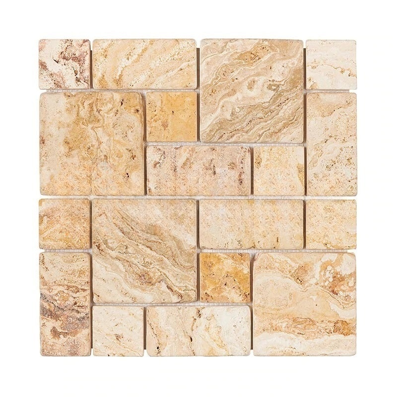 Valencia Travertine Mosaic - 3 Piece Mini Pattern - Tumbled