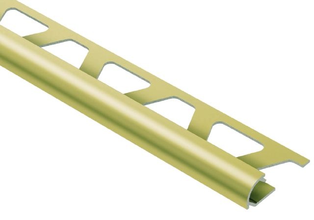Rondec Bullnose Metal Tile Edging Trim - Satin Brass Anodized Aluminum