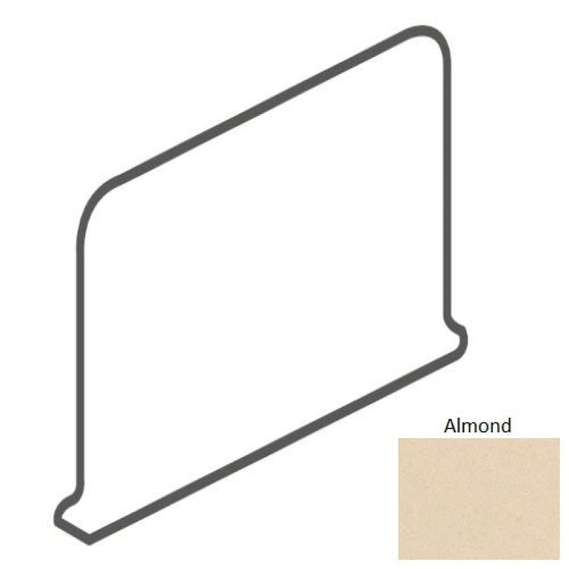 Colormatch Almond Ceramic Wall Trim - 4 1/4" X 6" Thin Lip Cove Base Outcorner (Qh02) - Matte