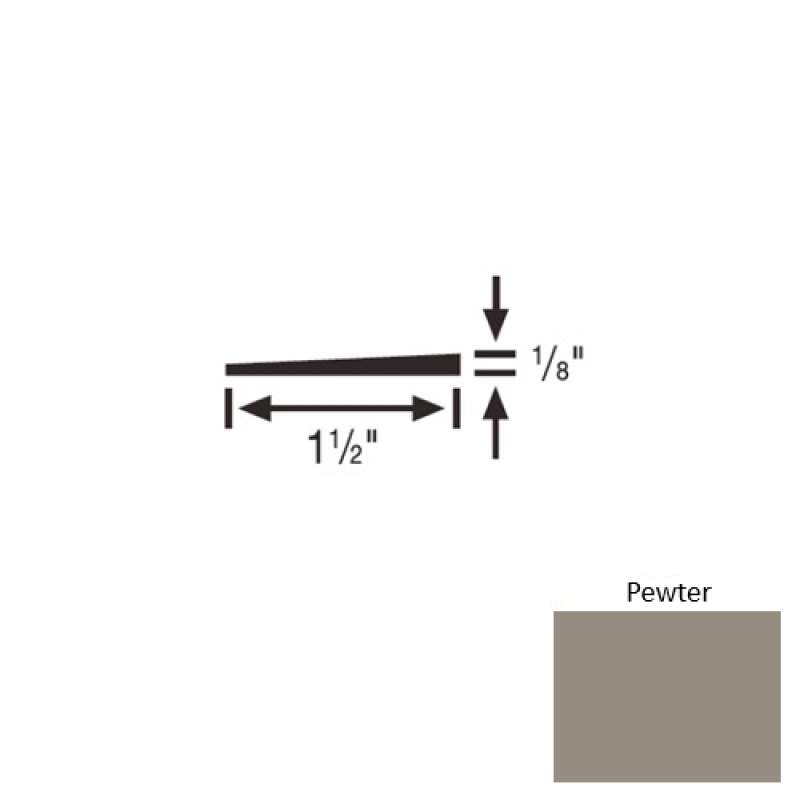 Solid 45 Pewter Rubber Reducer Strip