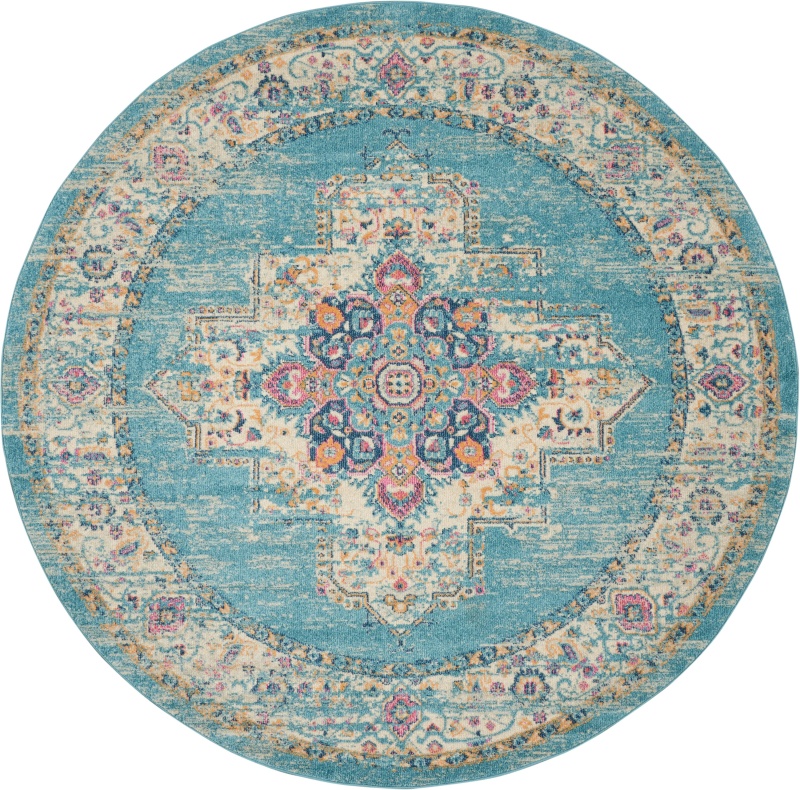 Passion Psn03 Light Blue Polypropylene Bohemian Area Rug