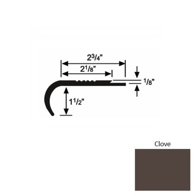 Solid 10 Clove Rubber Underlap Stair Nosing