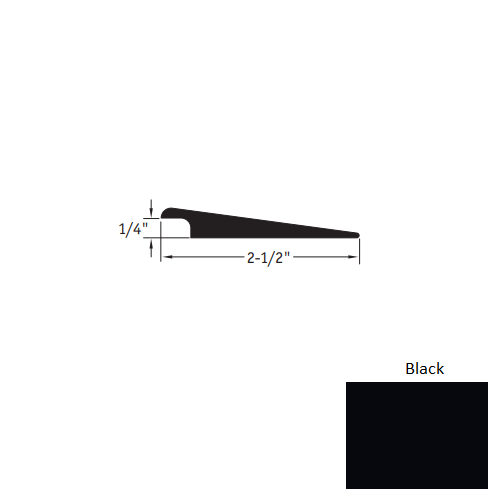 Johnsonite Black Vinyl Moulding / Trim - 2 1/2" X 12 Ft (144") X 1/4" Wheeled Traffic Transition - Wheeled Traffic Transition