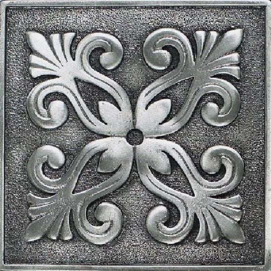 Massalia Pewter Deco Metal Wall Trim - 4" X 4" Frieze Accent - Matte