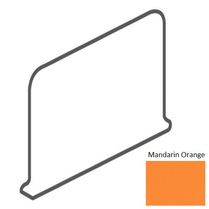 Bright & Matte Mandarin Orange Ceramic Wall Trim - 4 1/4" X 6" Thin Lip Cove Base Outcorner - Glossy
