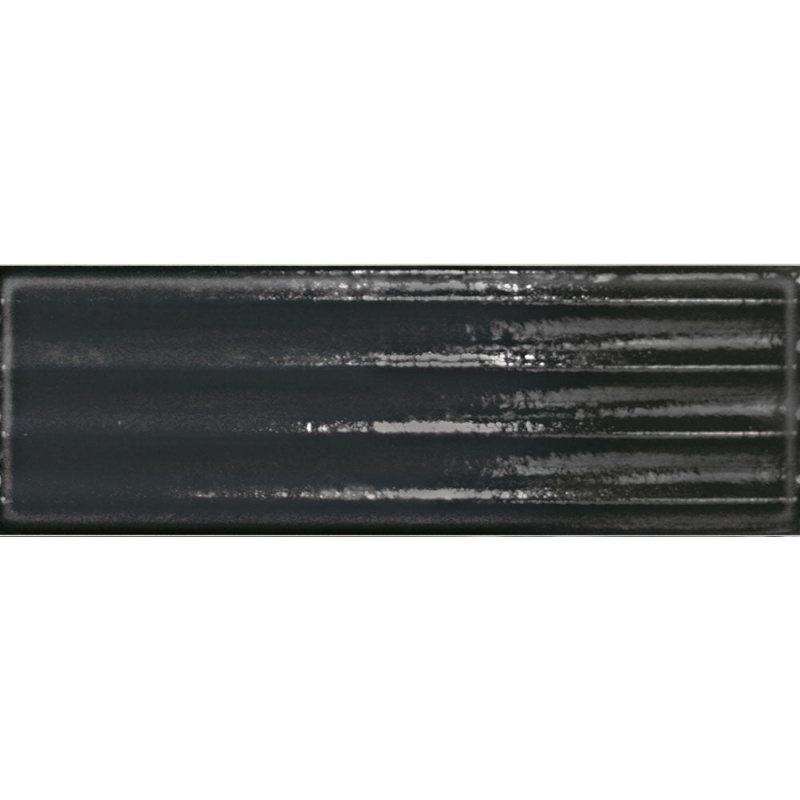 Glassalike Fluted Nero Porcelain Tile - Glossy - 4" X 12"
