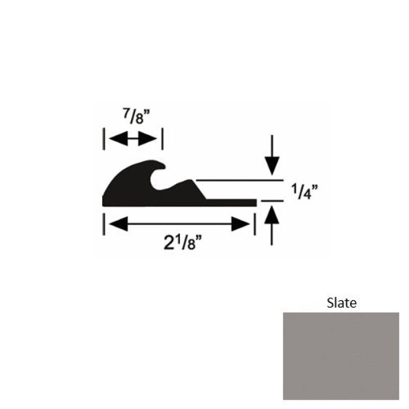 Solid 41 Slate Rubber Tackless Carpet Bar - 2 1/8" X 9 Ft (108") X 1/4"