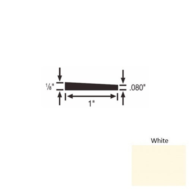 Solid 59 White Rubber Reducer Strip - 1" X 9 Ft (108") X 1/8"