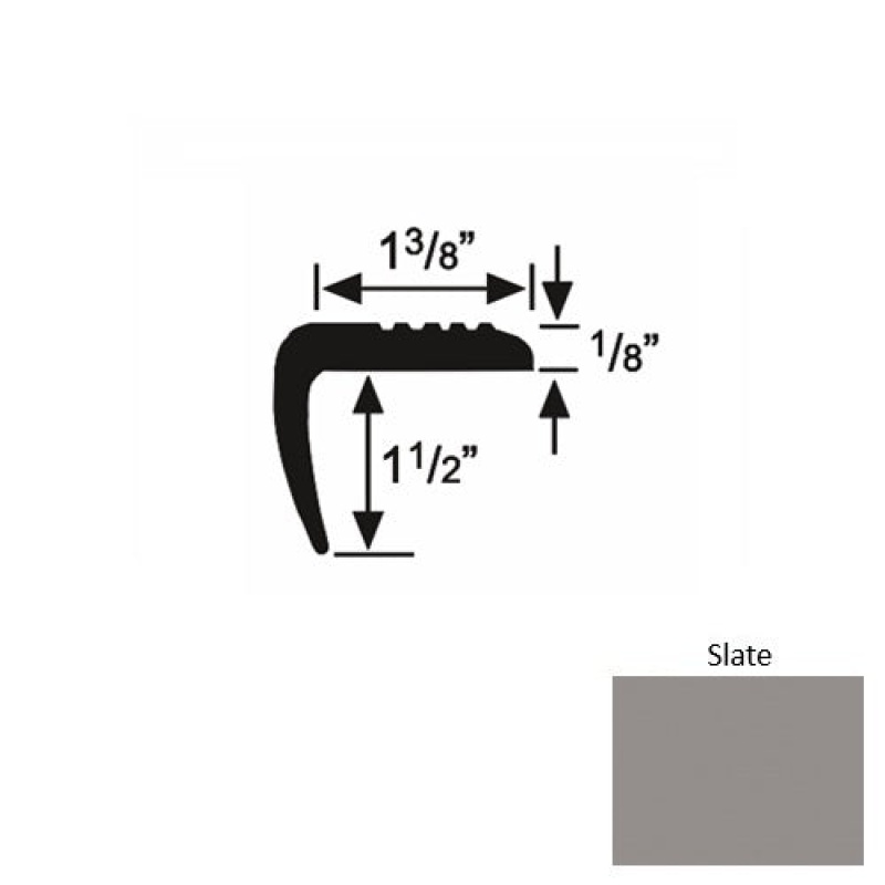 Solid 05 Slate Rubber Domestic Stair Nosing (Sq) - 1 3/8" X 9 Ft (108")