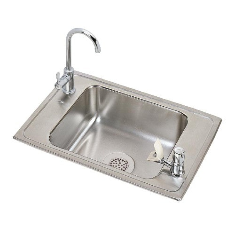Psdkr2517vrc Celebrity Stainless Steel Drop In Single Bowl Kitchen Sink - 25" X 17" X 7 1/8" 2 Holes With Faucet Drain Bubblers - Stainless Steel